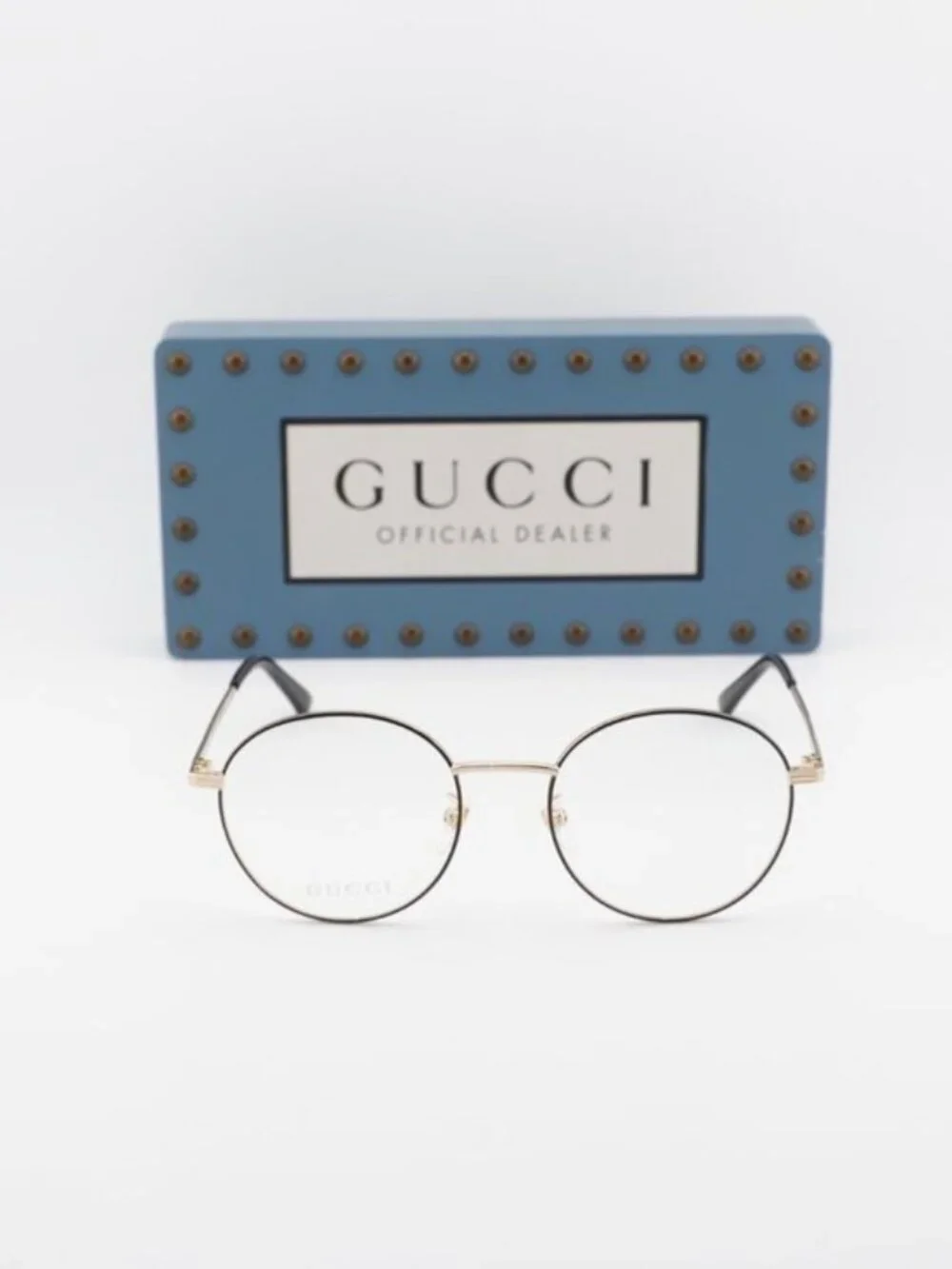 Gucci GG0839OK 001 Round Eyeglasses - Black/Gold 52mm